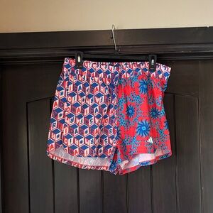 adidas Women's Athletic Shorts with Red and Blue Patterns